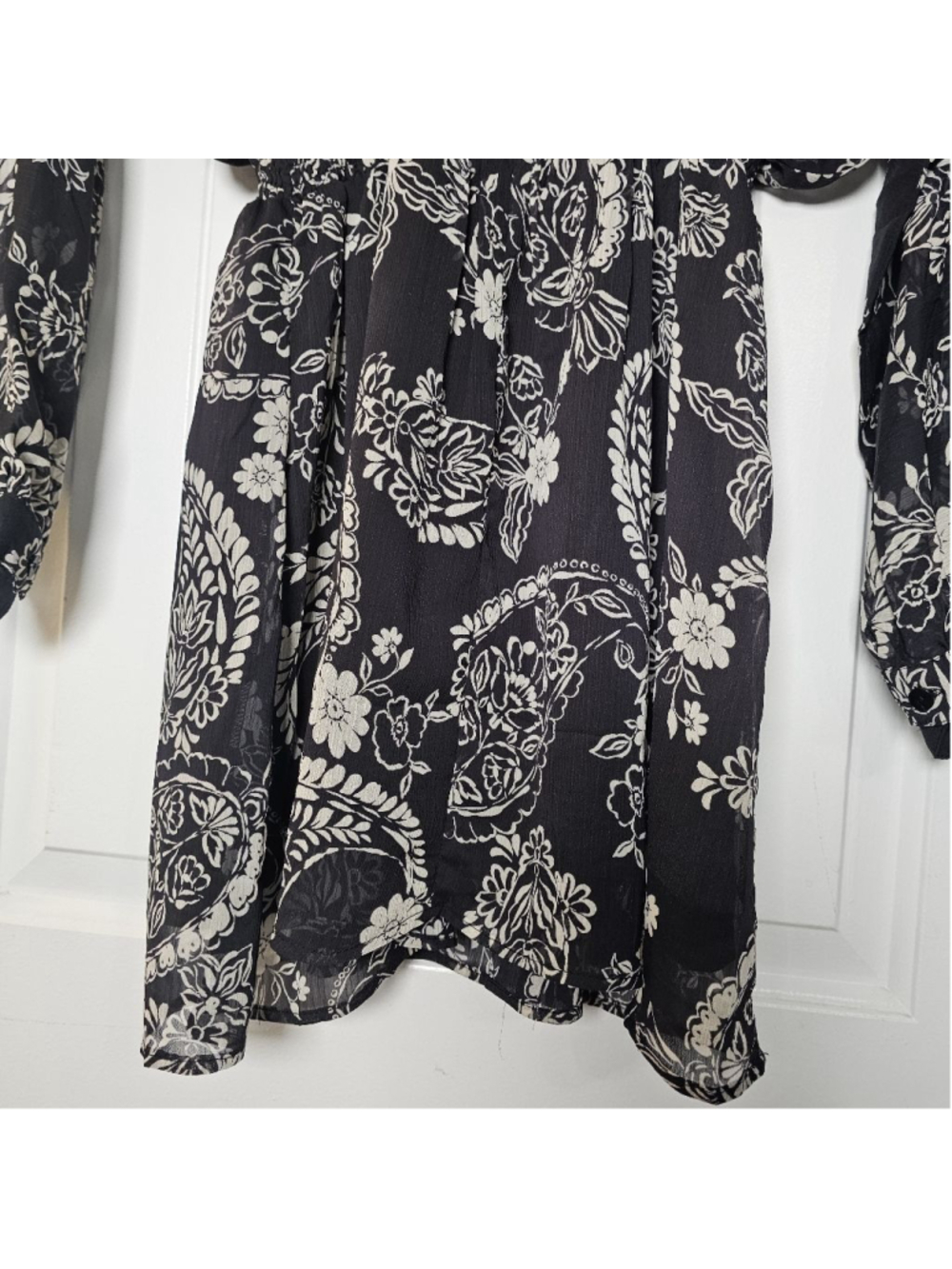 12th Tribe black, cream floral tunic short dress/long shirt - Picture 10 of 15